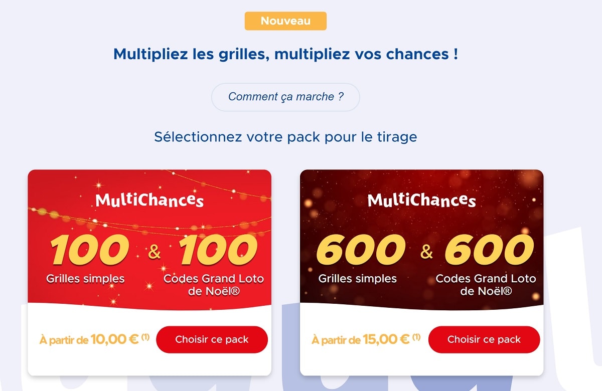 Packs Multichances Grand Loto de Noël 2018