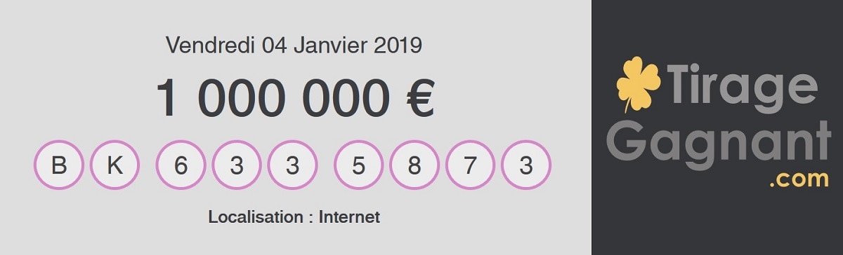 Premier gagnant My Million par internet en 2019