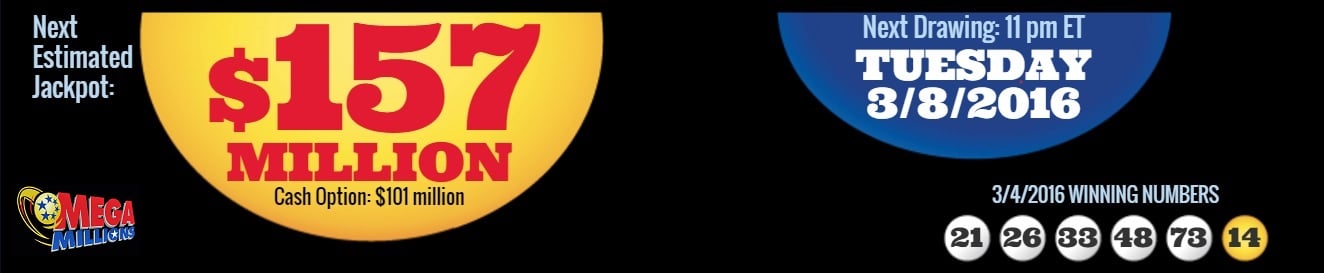 MegaMillions américain avec 157 millions de dollars en jeu