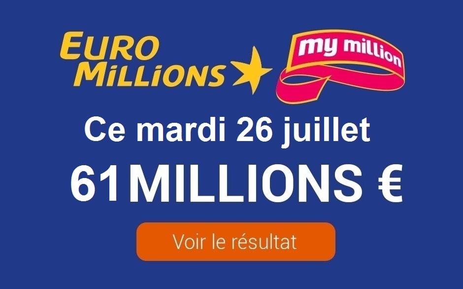 Résultat Euromillions My Million Tirage Du Mardi 26 Juillet 2016