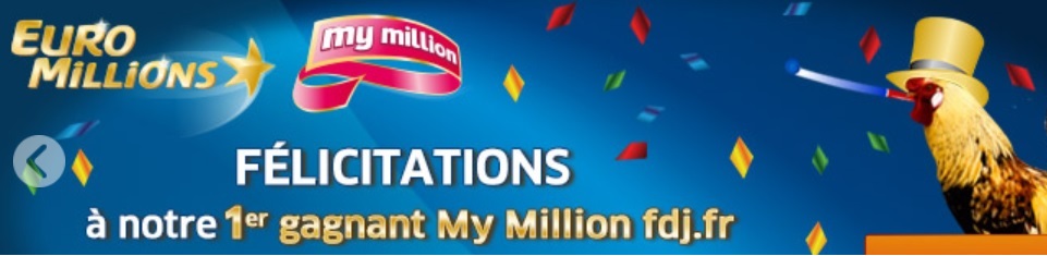 Gagnant My Million par Internet le 10 janvier 2017