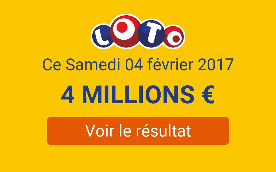 Résultat Loto ⇒ Tirage du samedi 4 février 2017 disponible