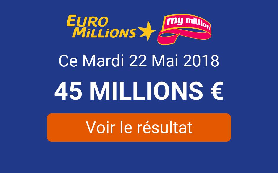 ᐅ Résultat EuroMillions My Million mardi 22 mai 2018 → Tirage disponible