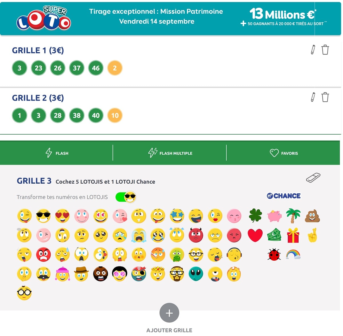 Grille Lotojis pour le Super Loto du Patrimoine
