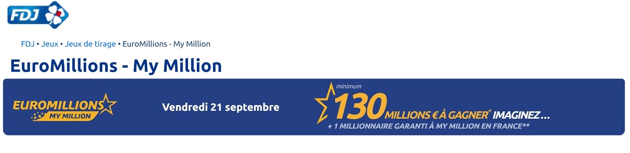 Super Jackpot Euromillions du vendredi 21 septembre 2018