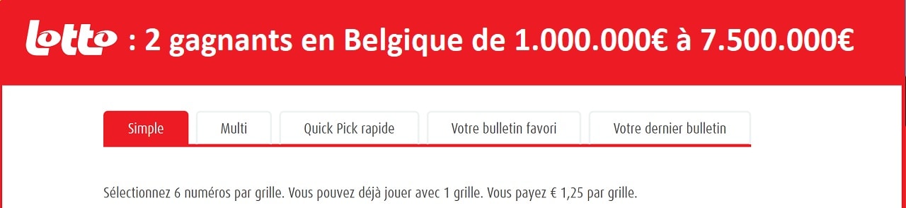 Lotto Belge : 2 gagnants en 2019