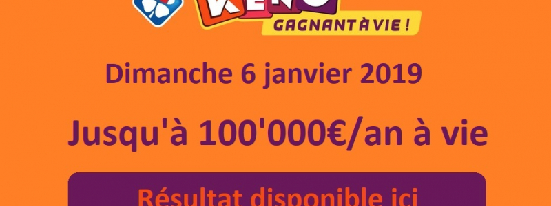 resultat keno dimanche 6 janvier 2019 1