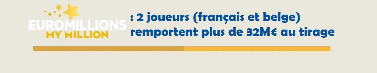 Euromillions : deux joueurs remportent 32 millions d'euros (un joueur français et un belge)