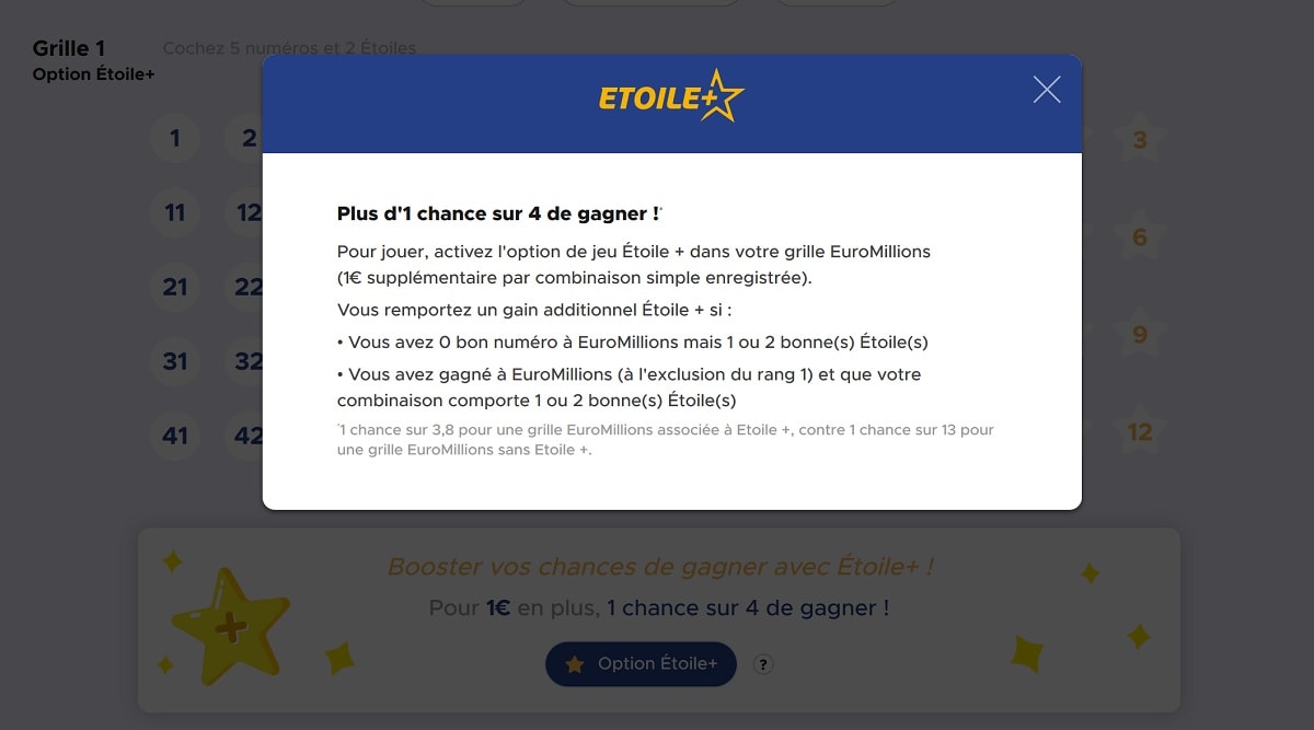 détails de l'offre Etoile+ de l'Euromillions et ses 2 rangs de gains
