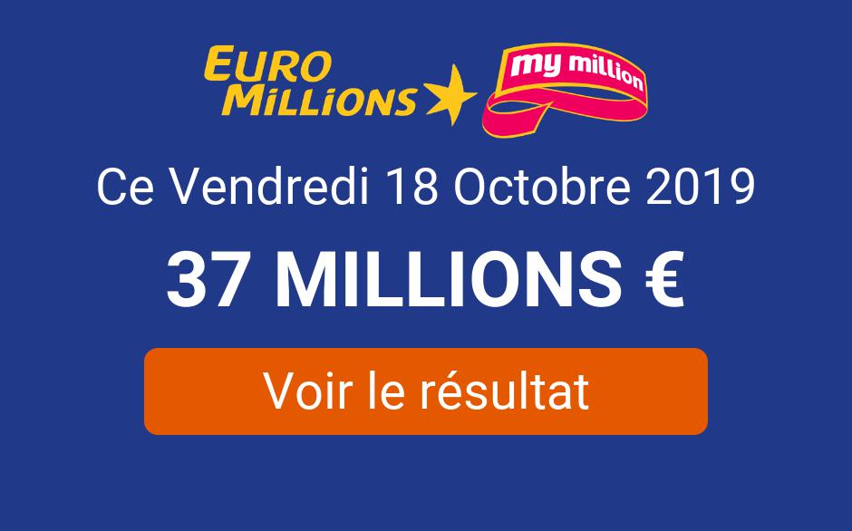 ᐅ • Résultat du tirage Euromillions My Million FDJ du vendredi 18