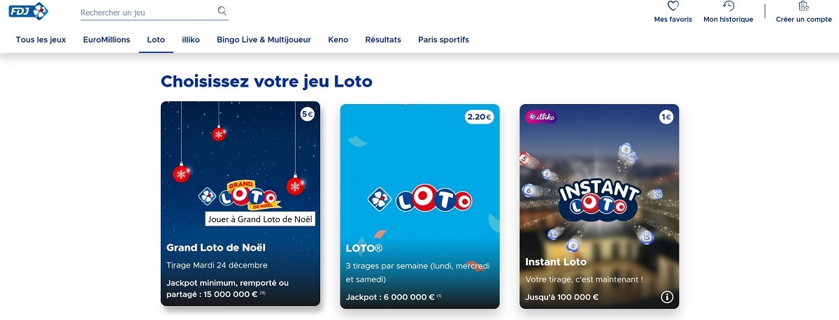 Grand Loto de Noël sur FDJ.fr