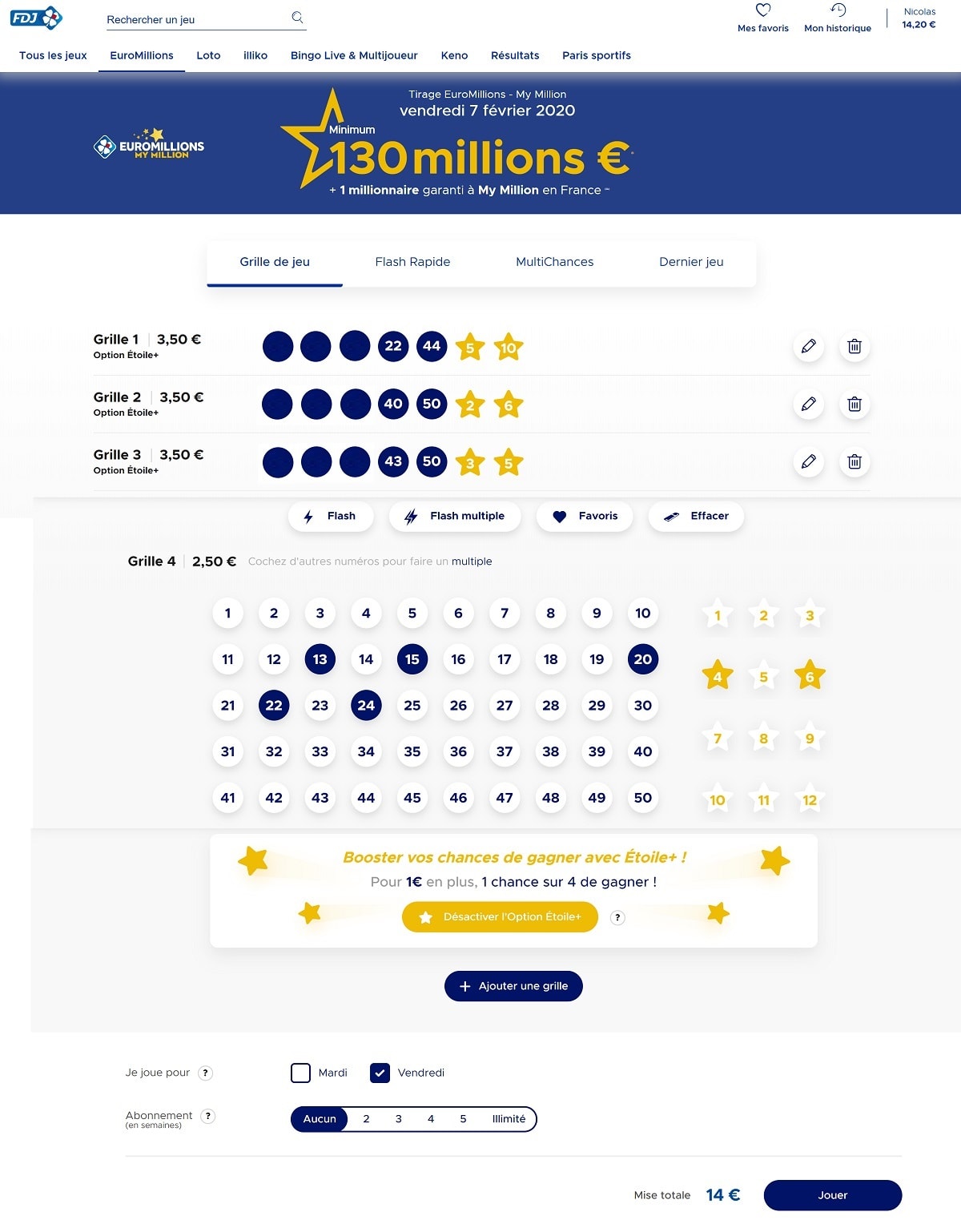 Choisissez vos numéros Euromillions pour le 7 février 2020