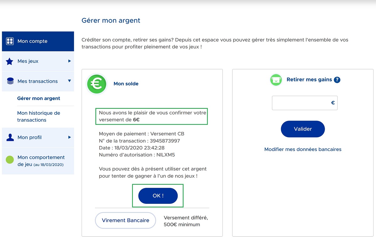 Créditer son compte FDJ.fr