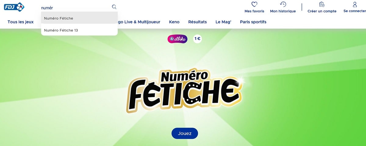 où trouver le Numéro Fétiche sur FDJ.fr