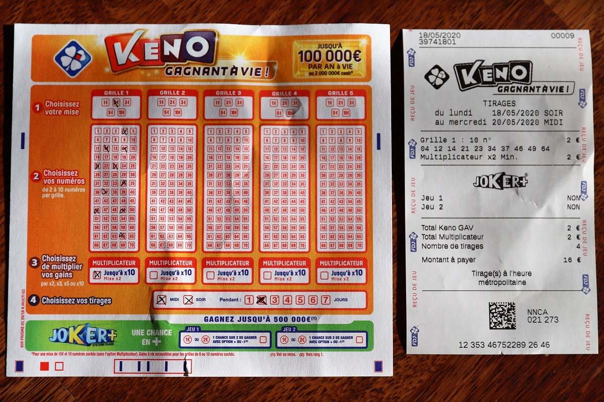 Reçu de jeu Keno : abonnement de 3 jours