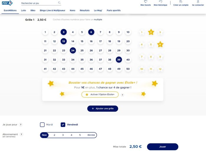 comment jouer en ligne pour 140 millions d'euros ? - Championnat d'Europe de Football 2020 Exemple de grilles Euromillions