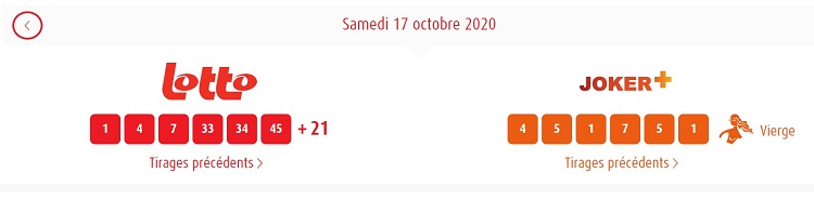 résultat Lotto belge et joker+ du samedi 17 Octobre 2020
