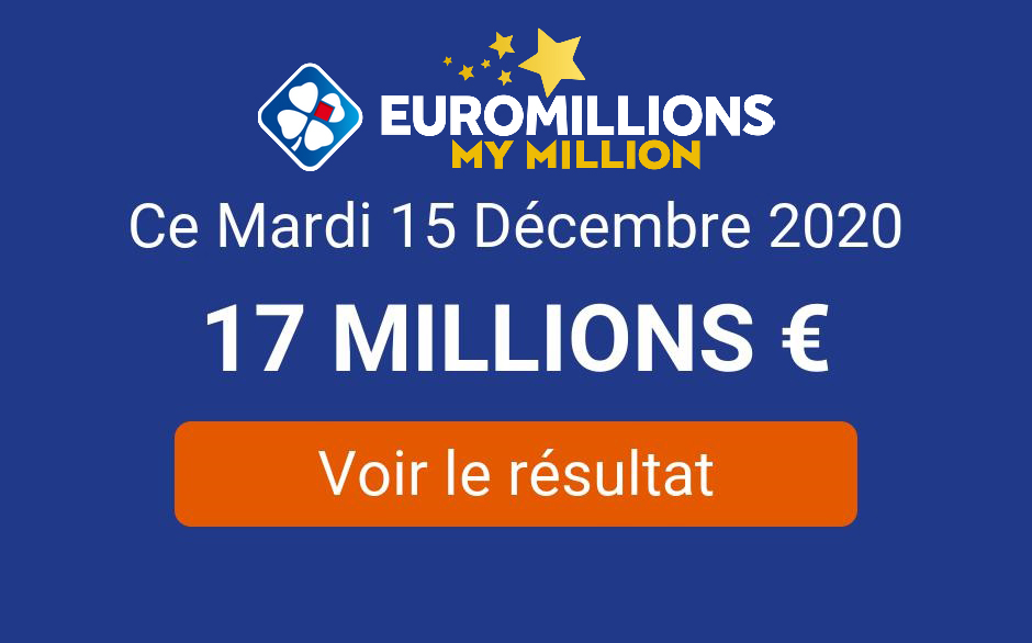 Résultat Euromillions My Million du mardi 15 décembre 2020 : tirages en ligne