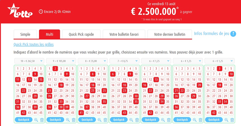 Grilles multiples au Lotto Extra belge