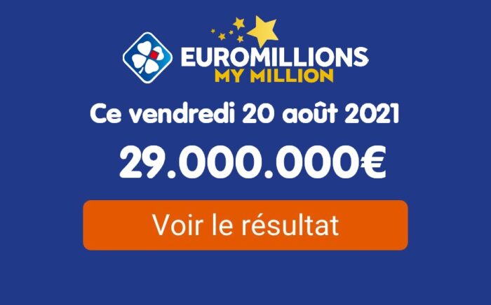 Resultat Euromillions Du Vendredi 20 Aout 2021 Tirage My Million En Ligne