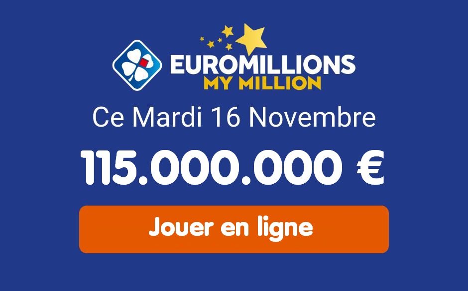 Next Euromillions My Million draw on Tuesday 16 November 2021: play online