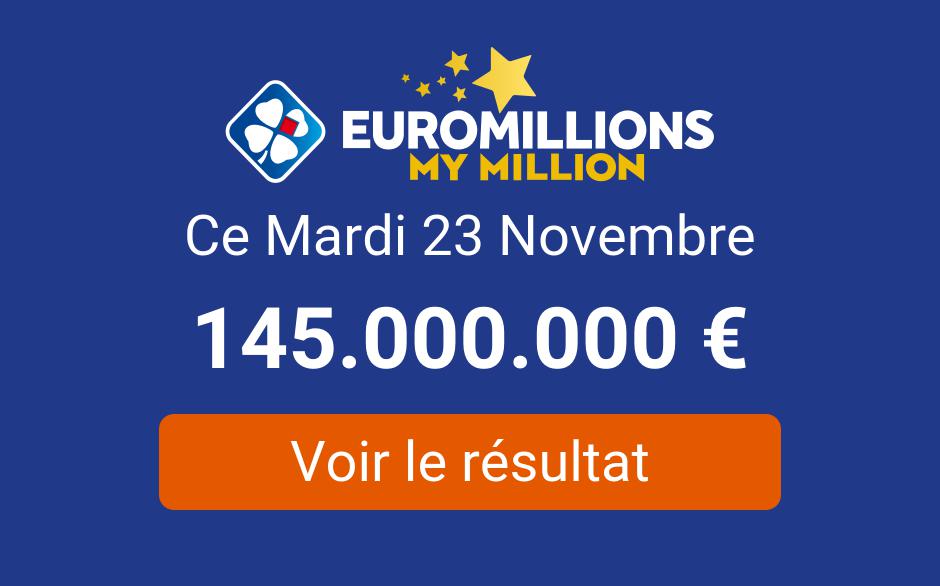 resultat euromillions my million ce mardi 23 novembre 2021 tirage en ligne