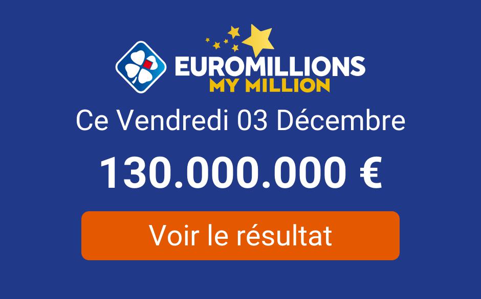resultat euromillions my million ce vendredi 03 decembre 2021 tirage en ligne