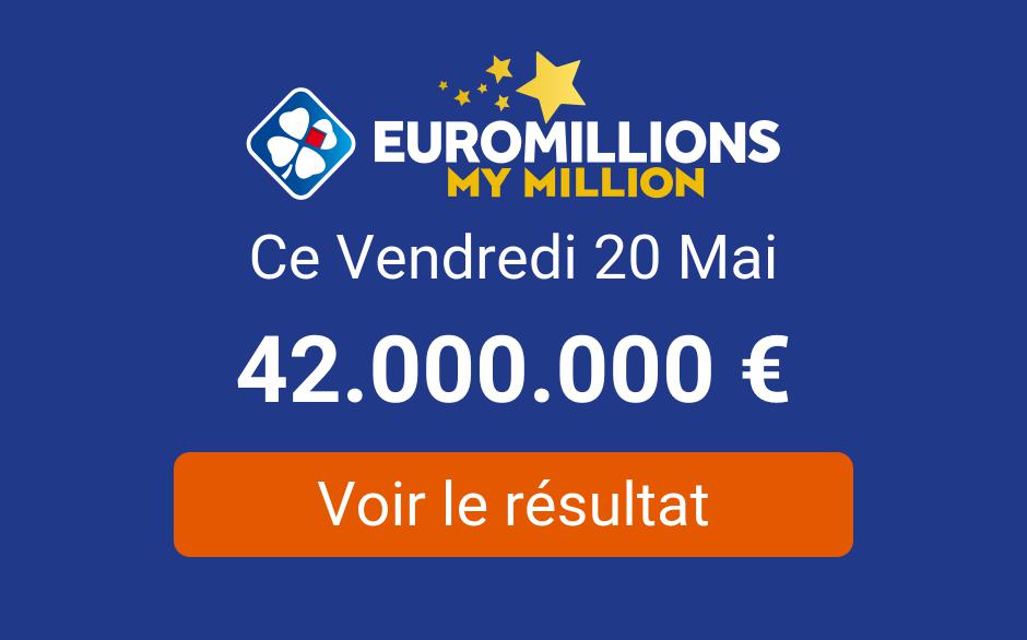 Résultat Euromillions du vendredi 20 mai 2022 : tirage My Million en ligne 