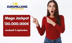 Méga Jackpot Euromillions : nouveau jackpot de 130 millions d'euros programmé ce vendredi 9 septembre 2022