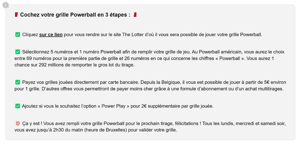 Comment jouer une grille du Powerball : le tutoriel sur Powerball.be