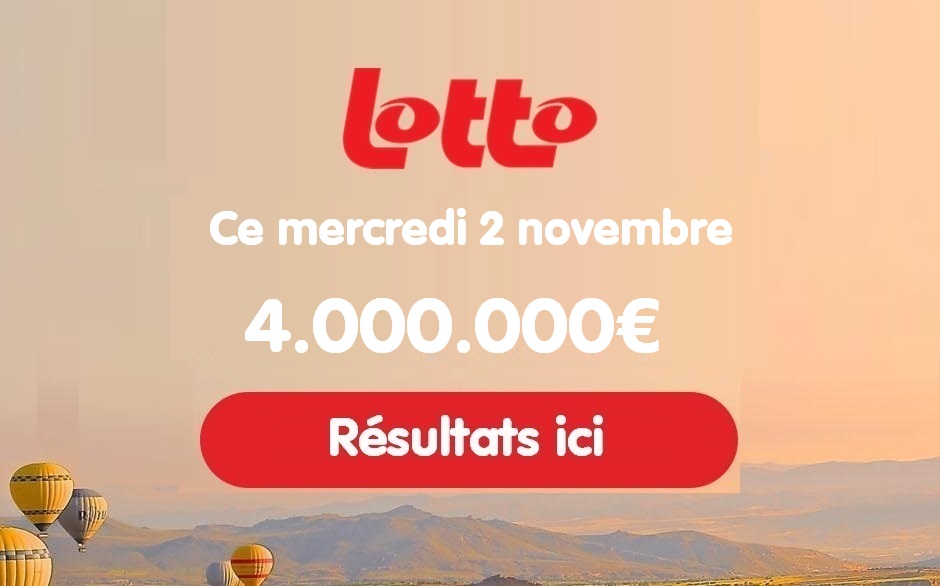 Résultat Lotto belge du mercredi 2 novembre 2022 1 joueur remporte 4