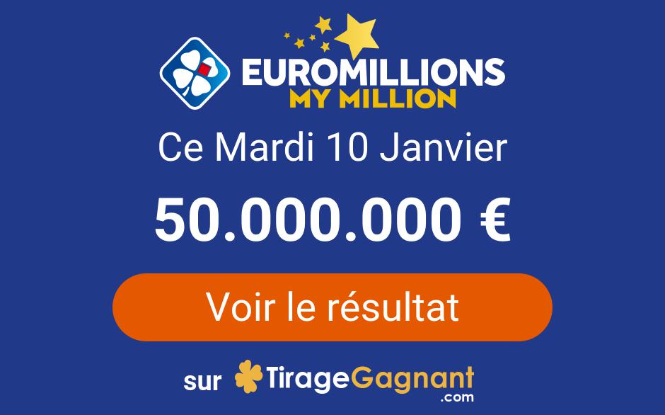 Euromillions My Million FDJ result this Tuesday 10 January 2023: draw available online