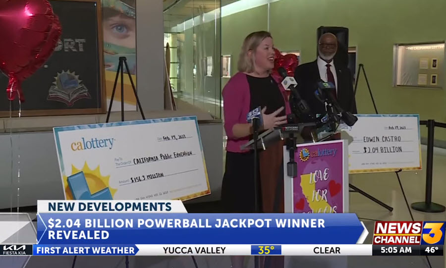 Conférence de Presse de la California Lottery pour le gagnant du Powerball à 2 milliards de dollars