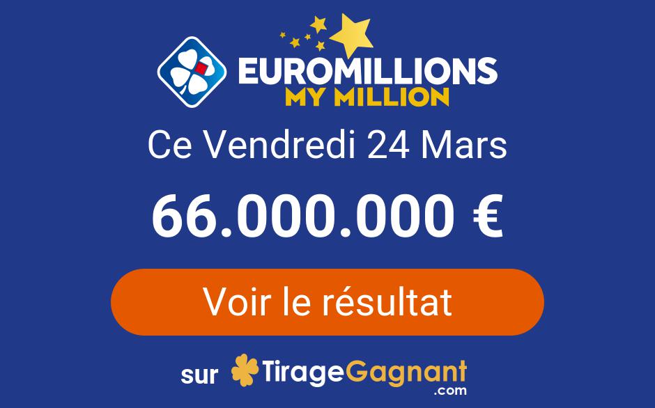 Online Draw for My Million and EuroMillions Results on Friday, March 24th 2023