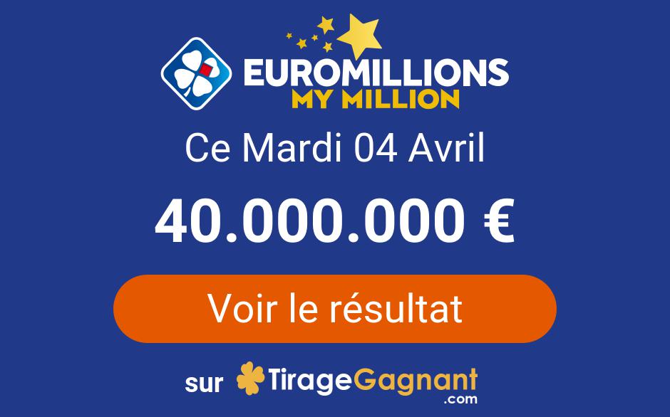 Résultat EuroMillions My Million du mardi 4 avril 2023 vérifiez vos