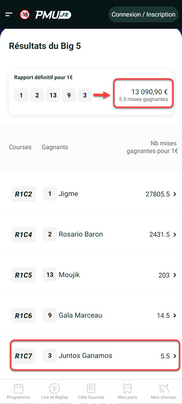 rapport du big 5 ce dimanche 21 mai 2023 à Auteuil