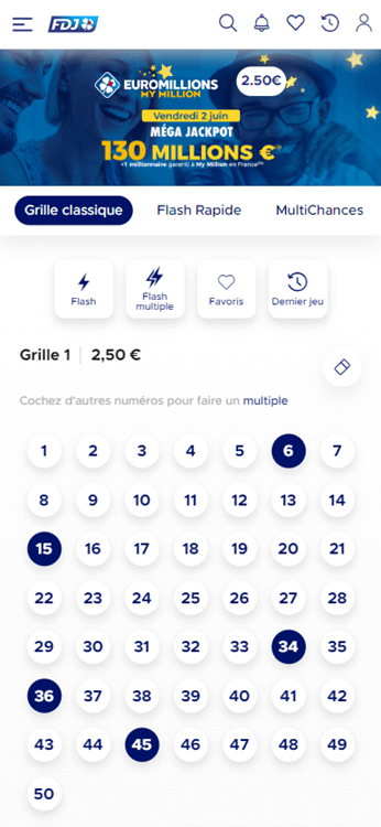 An example of a grid played for the Euroillions draw on Friday June 2