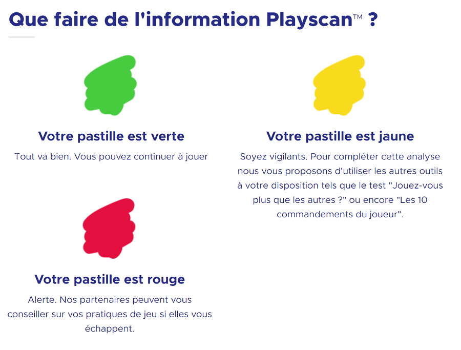 Les différentes couleurs du Playscan