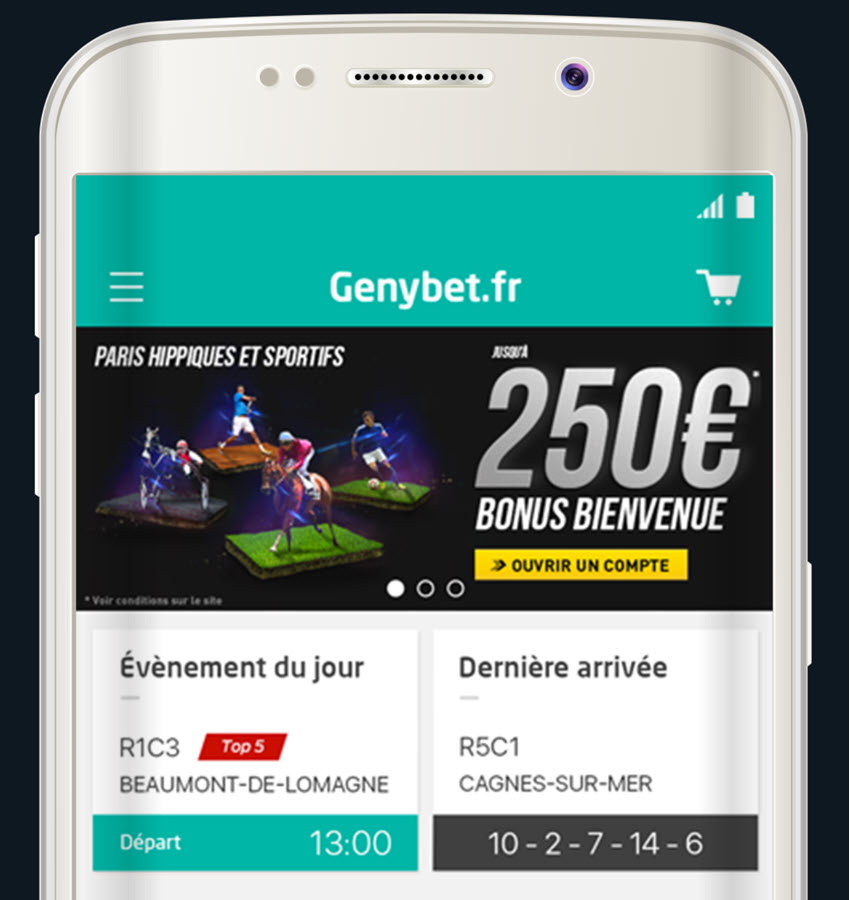 L'application Genybet, un exemple pour un smartphone sous Android