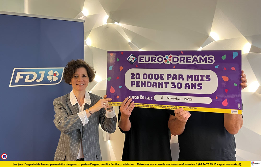 Les deux gagnantes EuroDreams avec Isabelle Cesari, responsable du service gagnant FDJ