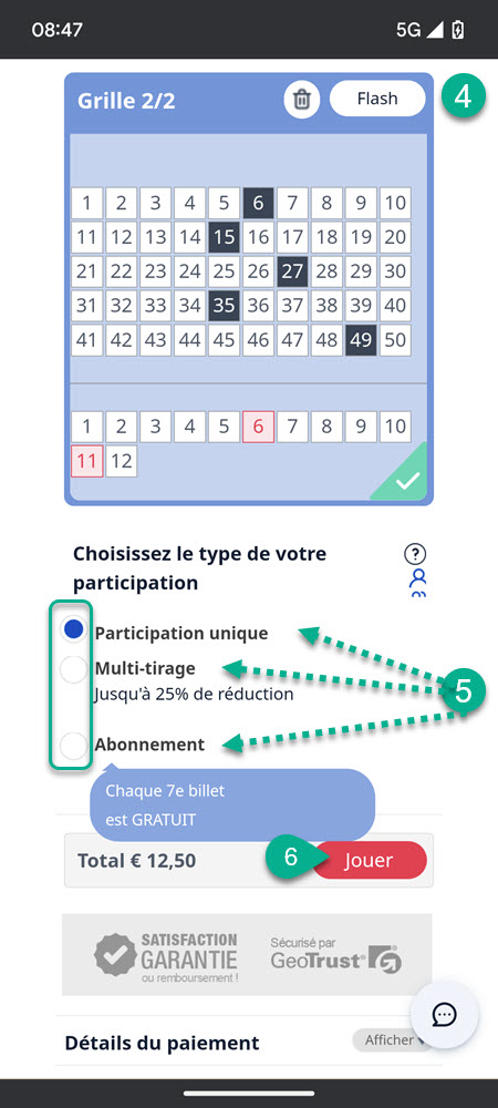 Choisissez votre option avec un abonnement ou une prise de billet en format fidélité et valider votre participation pour le prochain tirage EuroMillions.