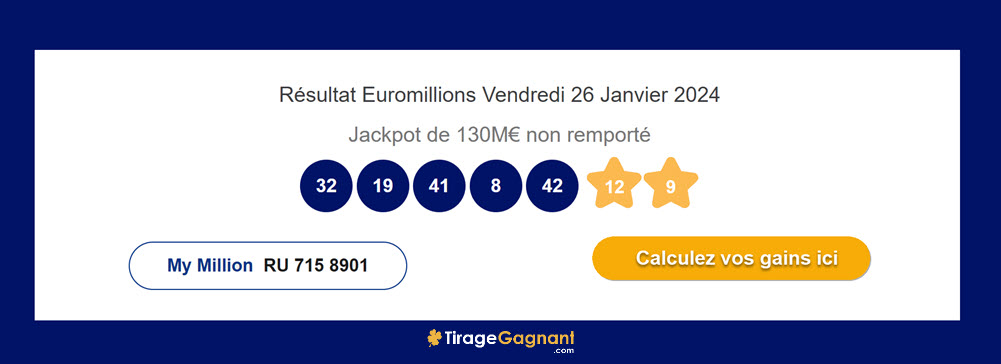 Résultat EuroMillions du 26 janvier 2024