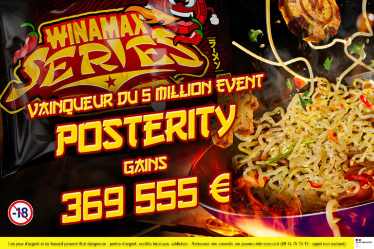 Winamax Series : près de 370 000€ pour le grand gagnant du 5 Million Event !