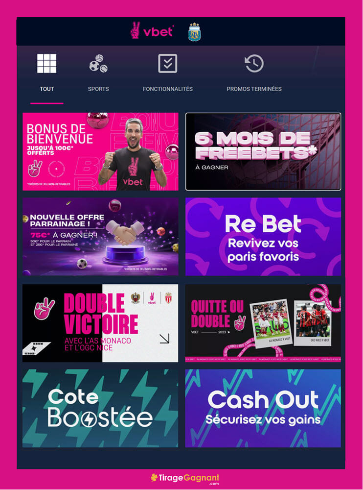 Promotions Vbet : 100€ de bonus et des freebets en février 2024