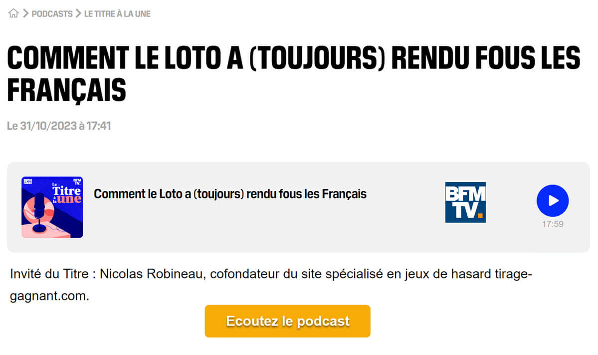 Podcast BFM : comment le Loto a rendu fou les français