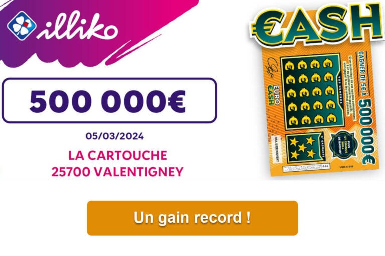 FDJ : 500 000€ remporté au jeu de grattage CASH à Valentigney dans le Doubs