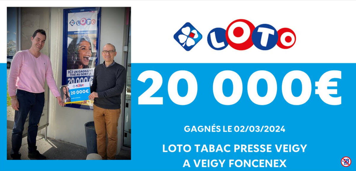 Loto : un code gagnant à Veigy-Foncenex fait un grand gagnant à 20 000€