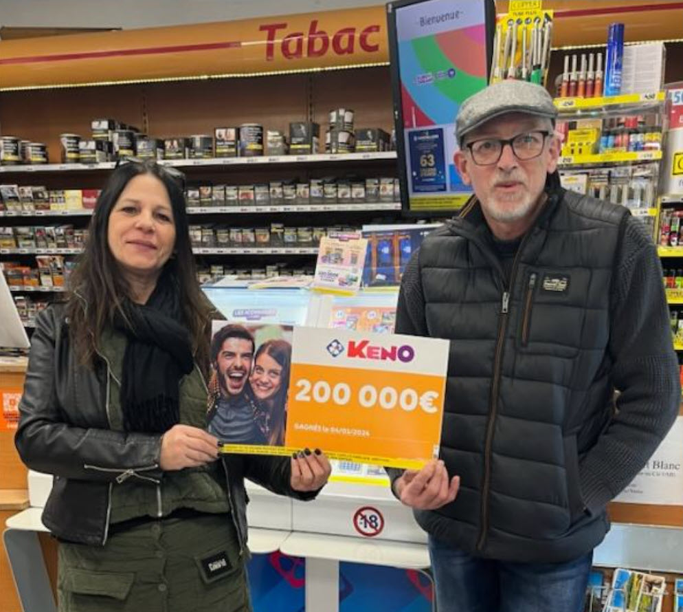 Grand gagnant Keno dans le tabac presse de Joyeuse en Ardèche, 200 000€ remporté