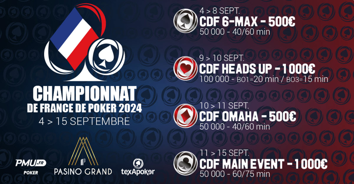 Les tournois majeurs du championnat de France de poker du 4 au 15 septembre 2024