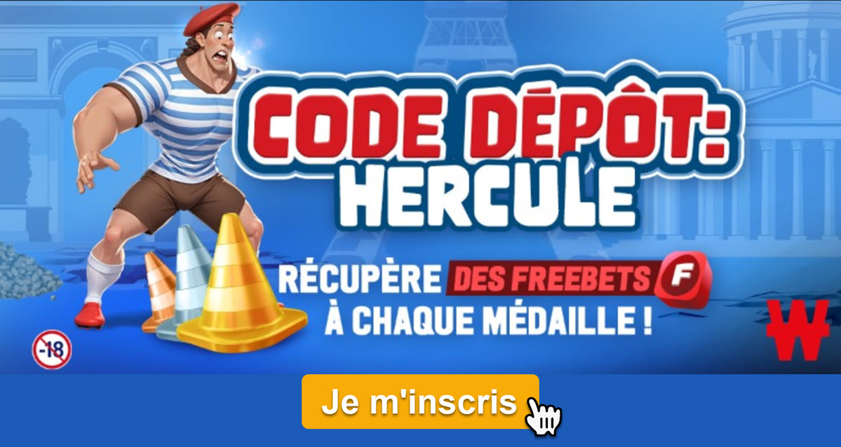 Code dépot winamax Hercule pour 100€ de freebets